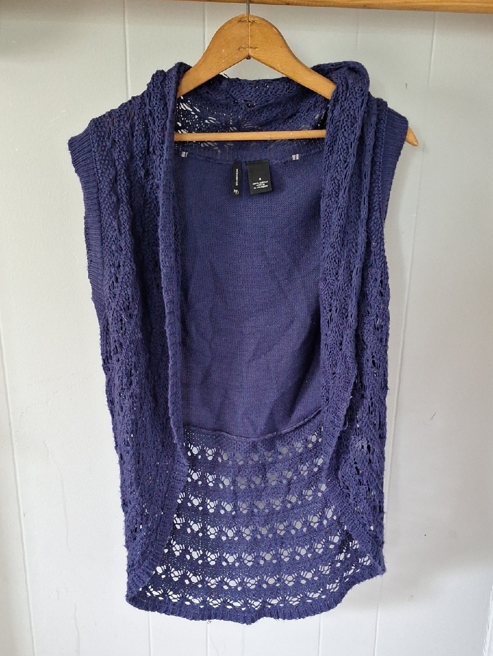 new directions Navy Open-Knit Sleeveless Cardigan Vest